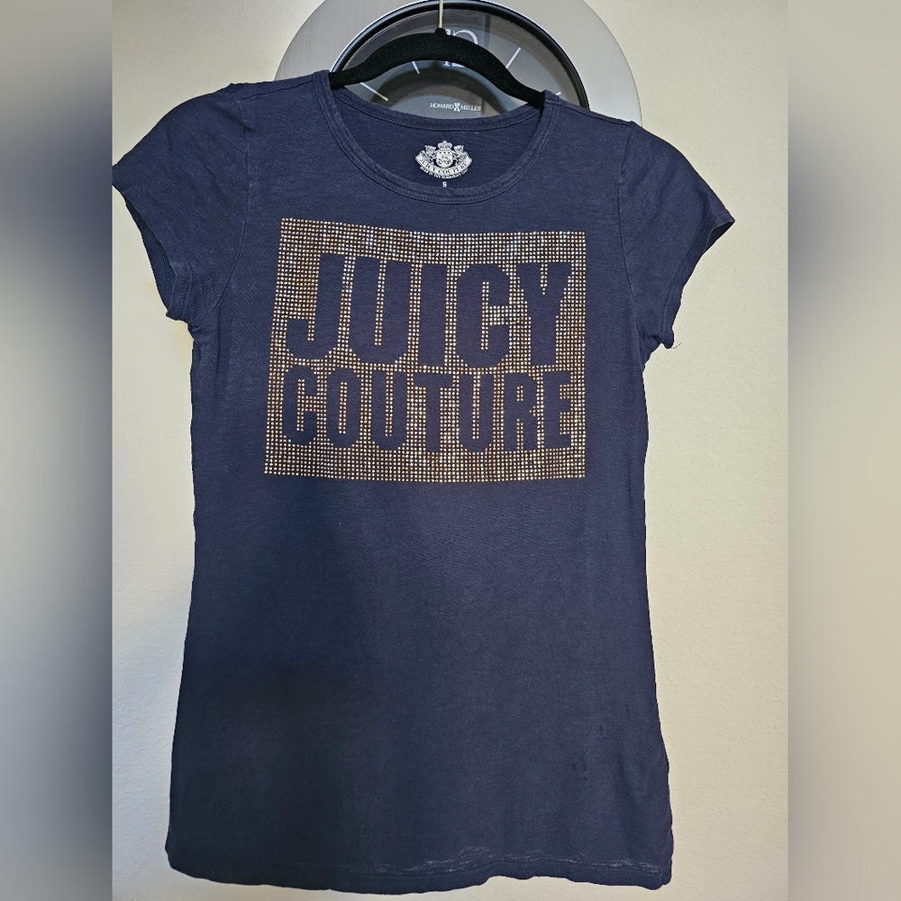 Pre-owned Juicy Couture Tee navy blue with rhinestone size S